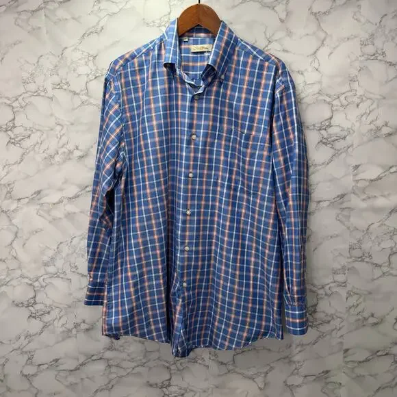 Peter Millar Men’s Shirt sz L Checkered Long Sleeve Cotton #G938 - Picture 8 of 11